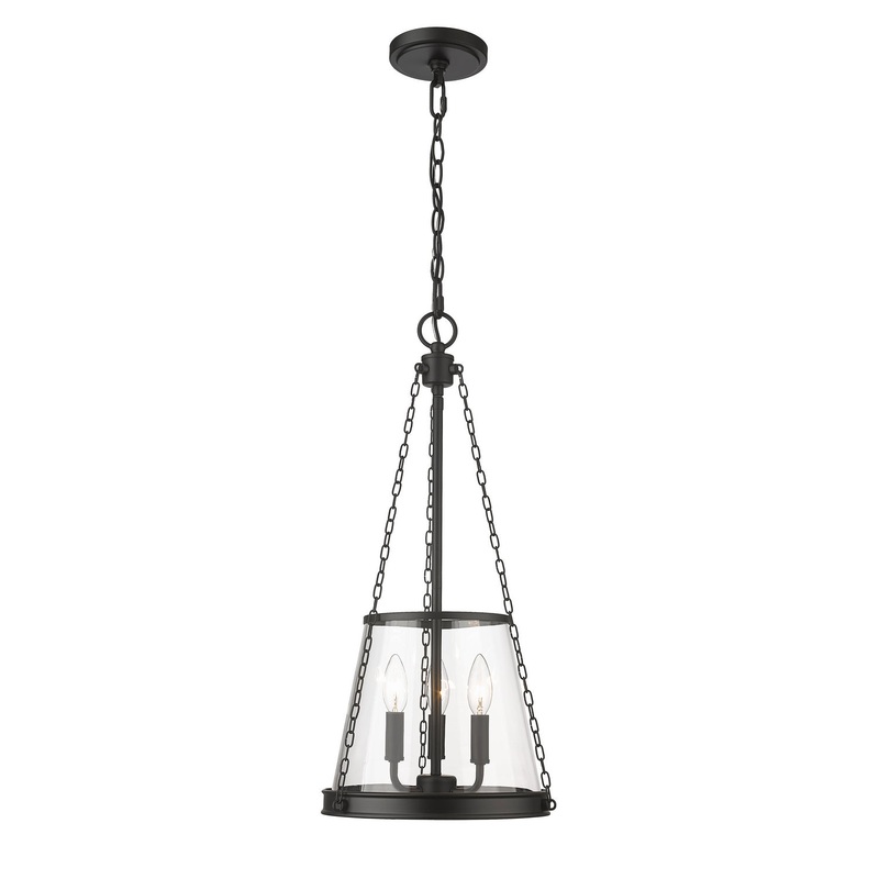 Prescott Three Light Pendant in Matte Black