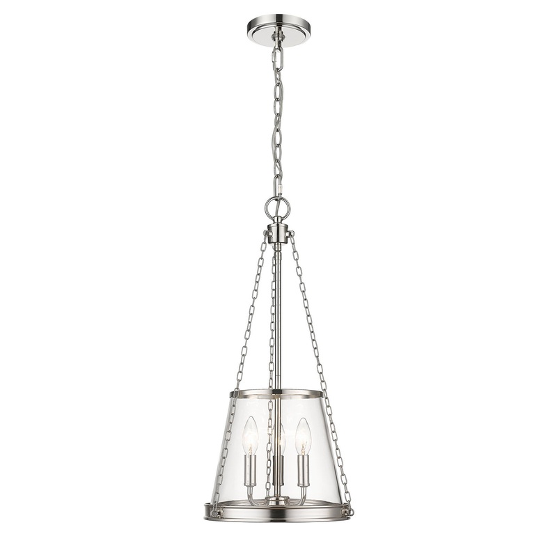 Prescott Three Light Pendant in Polished Nickel