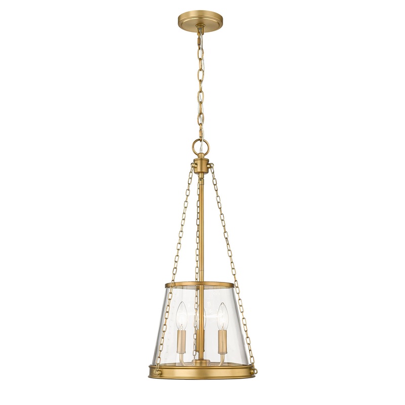 Prescott Three Light Pendant in Rubbed Brass