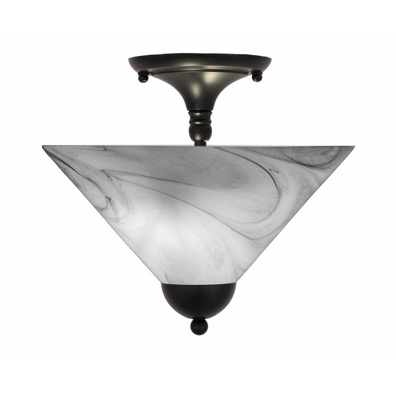 Semi-Flushes Two Light Semi-Flush Mount in Matte Black
