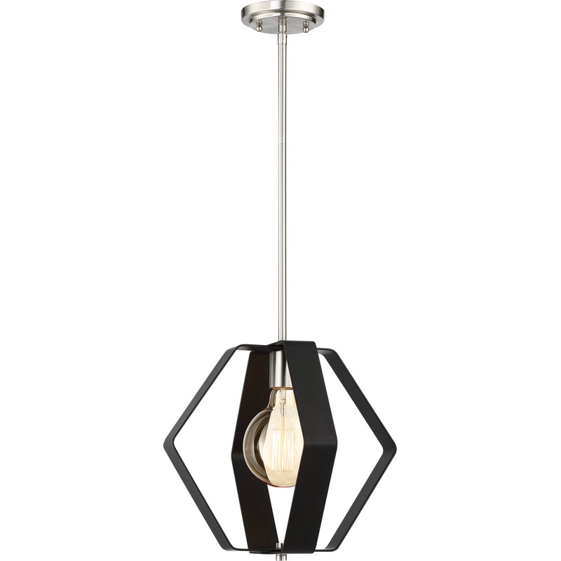 Zen One Light Pendant in Matte Black / Brushed Nickel