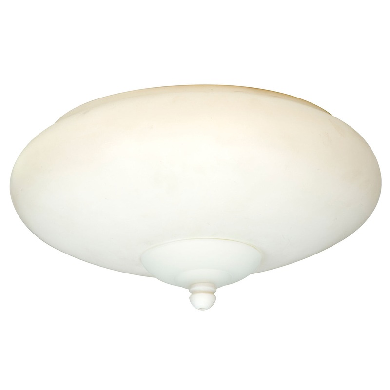 2 Light Fitter and Glass LED Fan Light Kit in Opal White