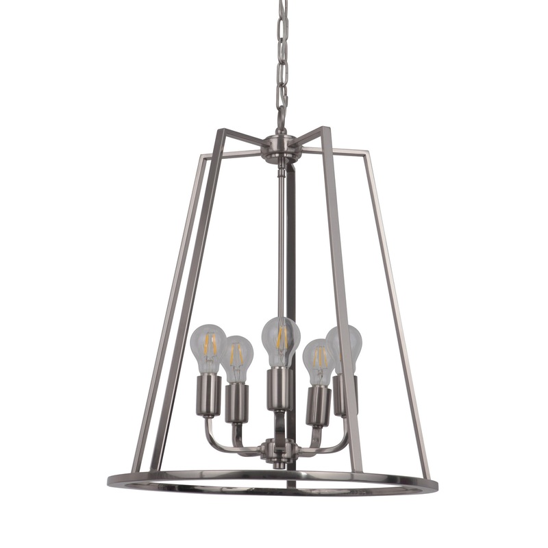 Arc Five Light Foyer Pendant in Polished Nickel
