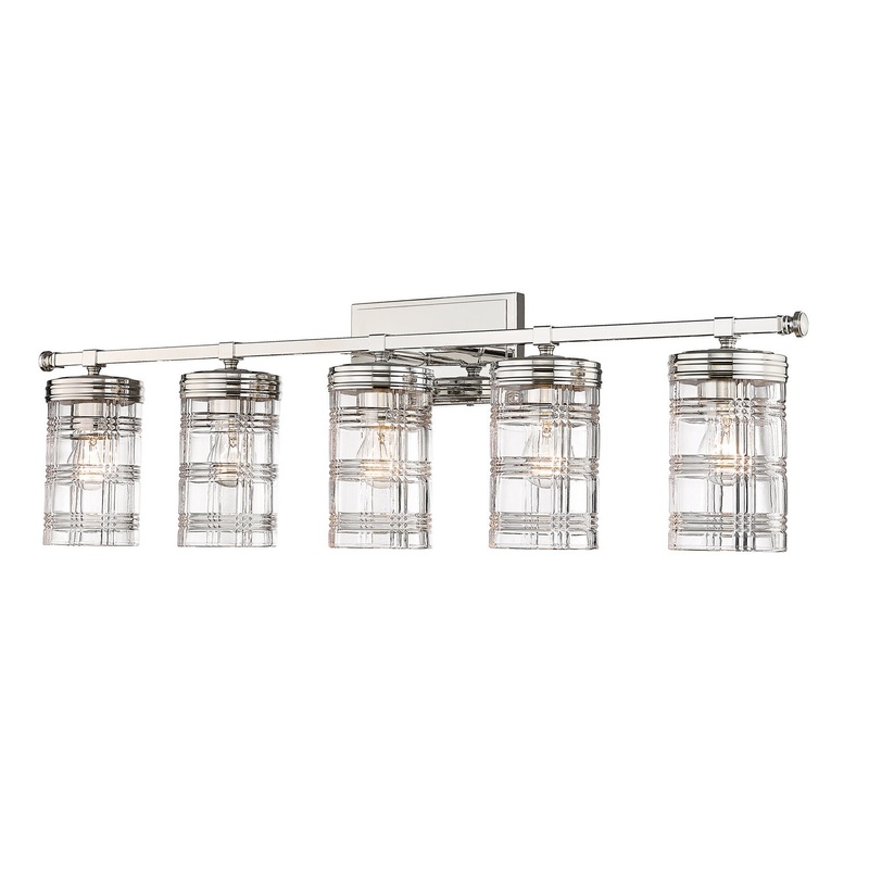 Archer Five Light Vanity in Polished Nickel