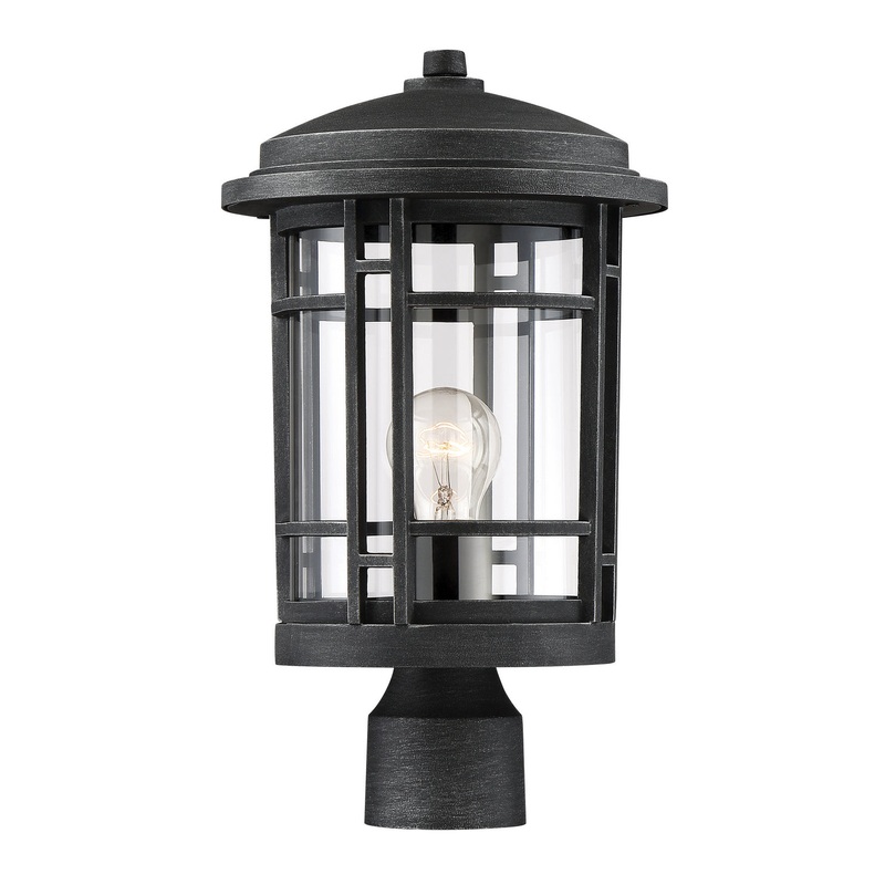 Barrister One Light Post Lantern in Weathered Pewter
