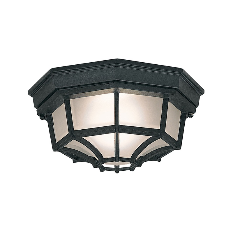 Builder Cast Aluminum One Light Flushmount in Black