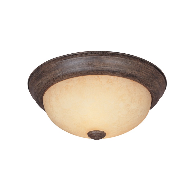Decorative Flushmount Three Light Flushmount in Warm Mahogany