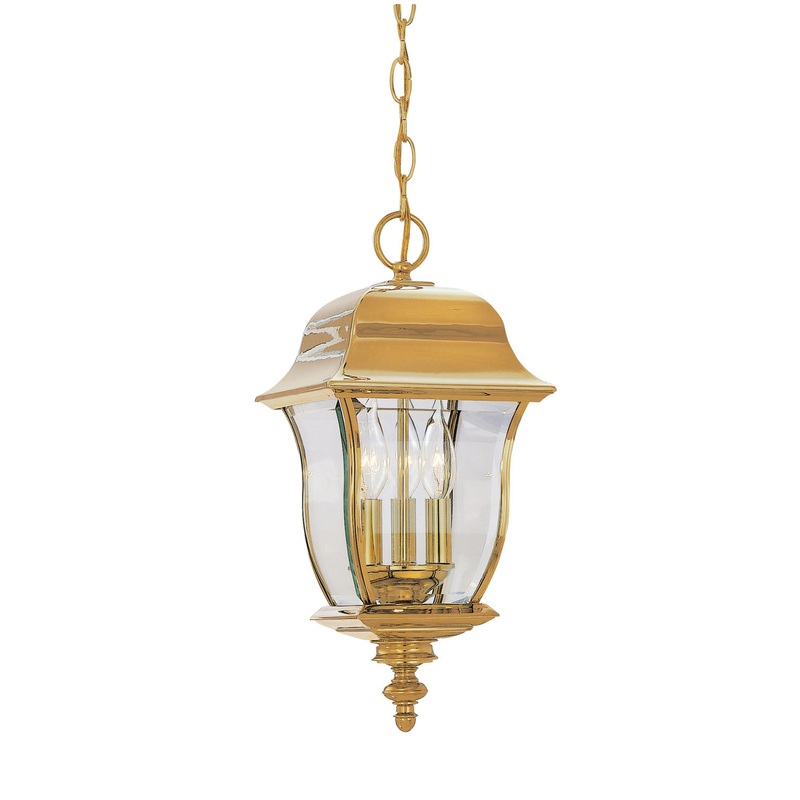 Gladiator Three Light Hanging Lantern in Polished Brass