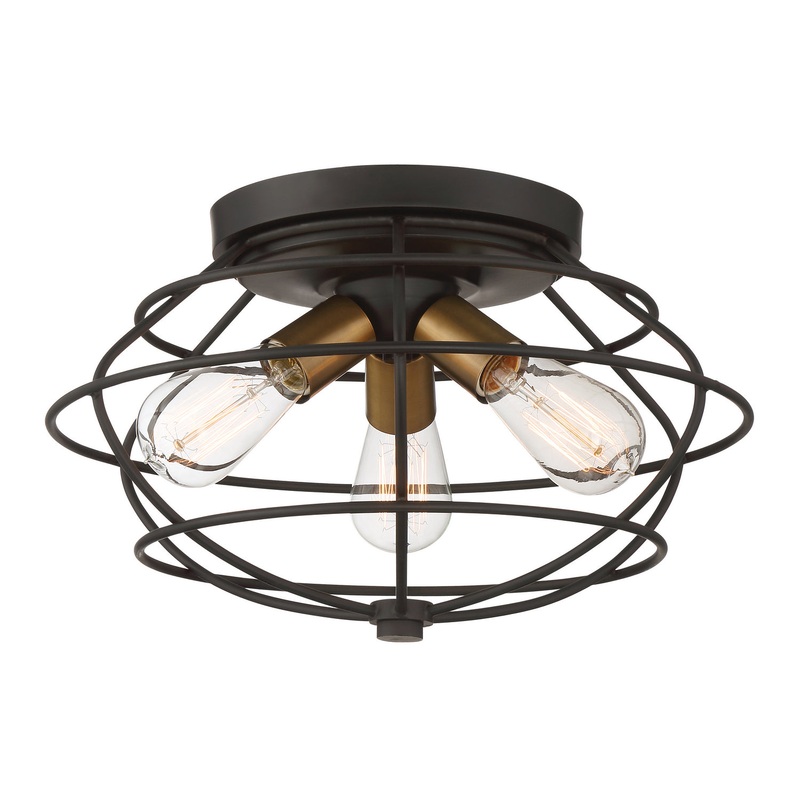 Jax Three Light Flushmount in Vintage Bronze