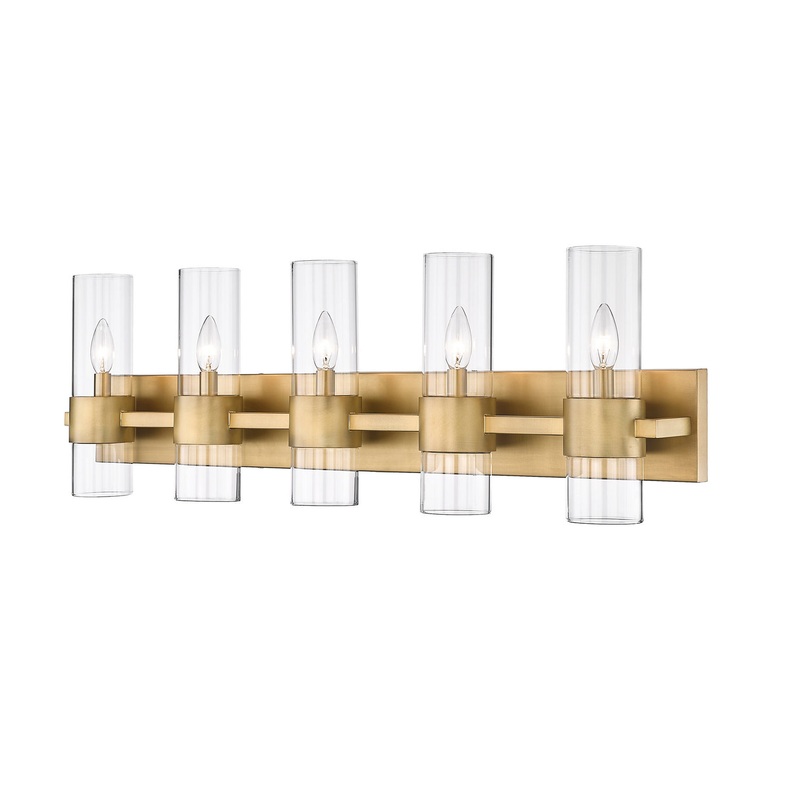 Lawson Five Light Vanity in Rubbed Brass