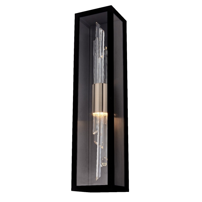 Lucca Esterno LED Outdoor Wall Sconce in Matte Black and Brushed champagne gold