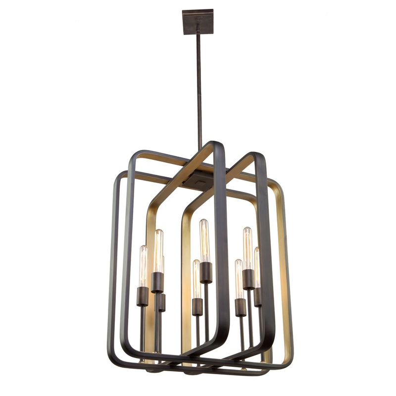 Marlborough Four Light Pendant in Oil Rubbed Bronze & Gold Leaf