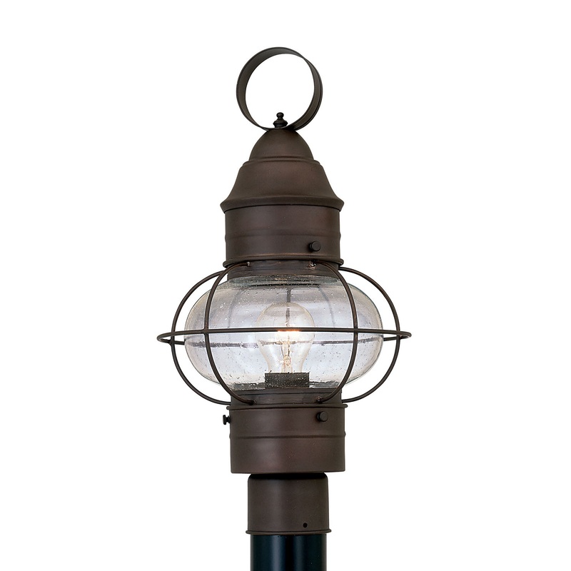 Nantucket One Light Post Lantern in Rustique