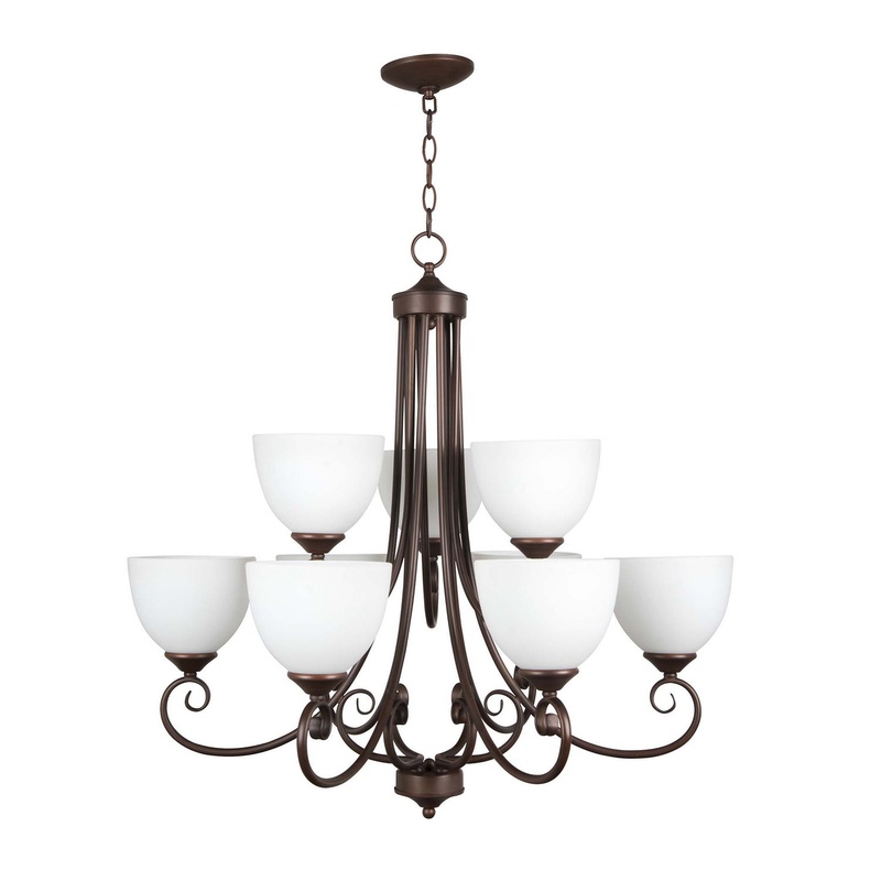 Raleigh Nine Light Chandelier in Oiled Bronze