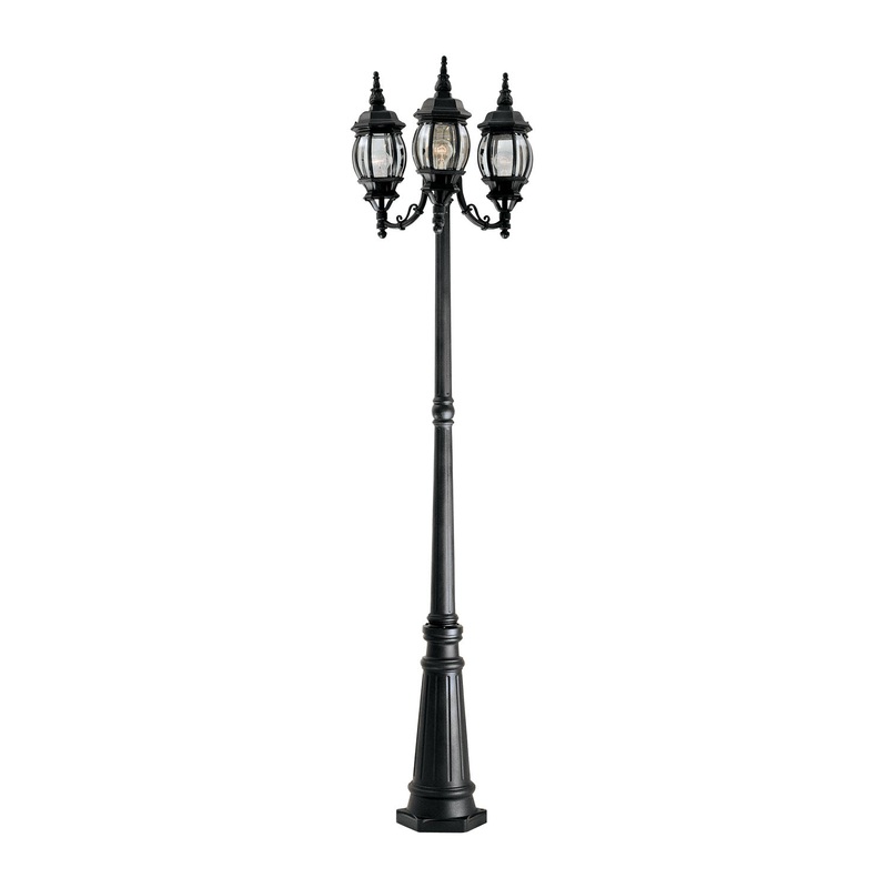 Riviera Three Light Post Lantern in Black