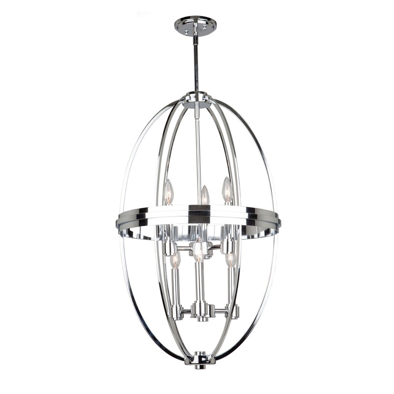 Roxbury Six Light Chandelier in Chrome