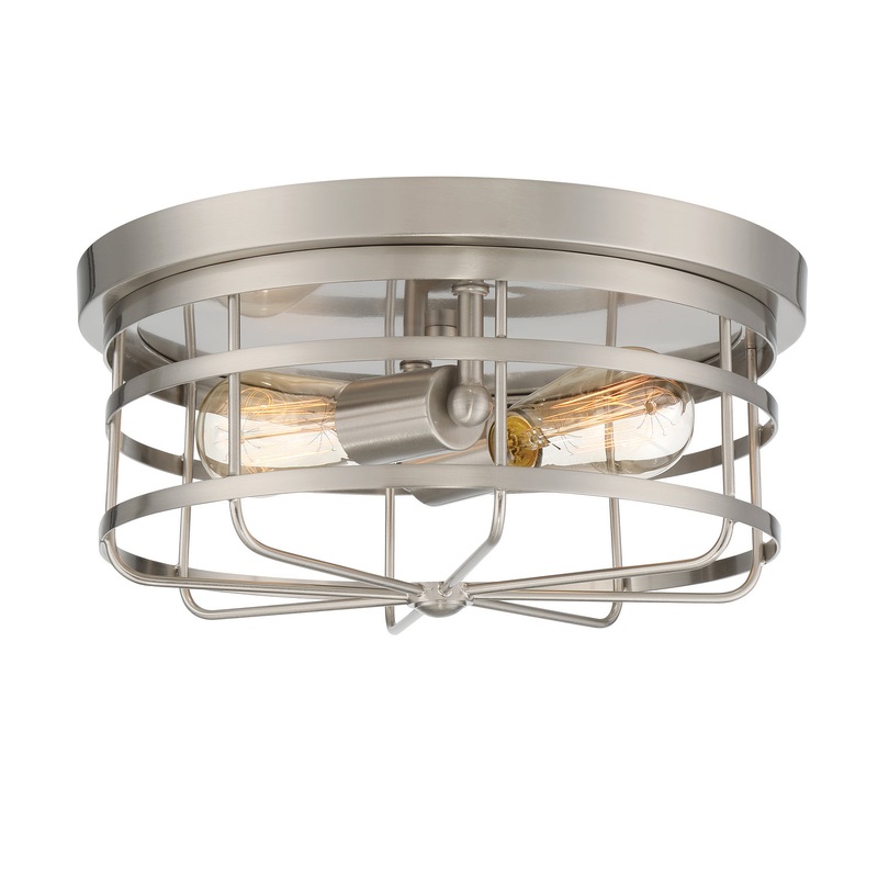 Tanner Two Light Flushmount in Satin Platinum