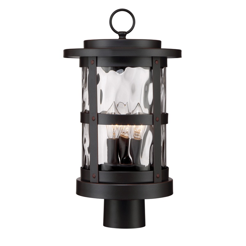 Terraze Three Light Post Lantern in Satin Bronze