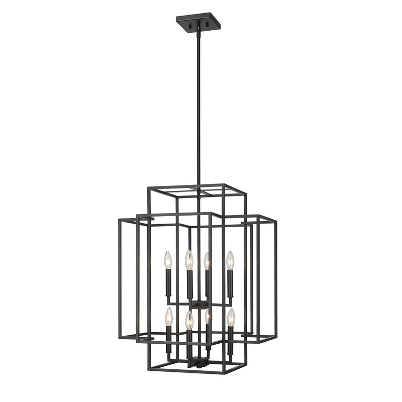 Titania Eight Light Pendant in Matte Black