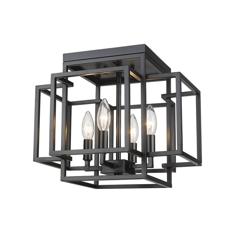 Titania Four Light Flush Mount in Matte Black