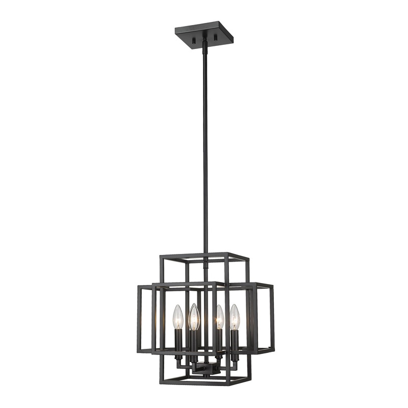 Titania Four Light Pendant in Matte Black