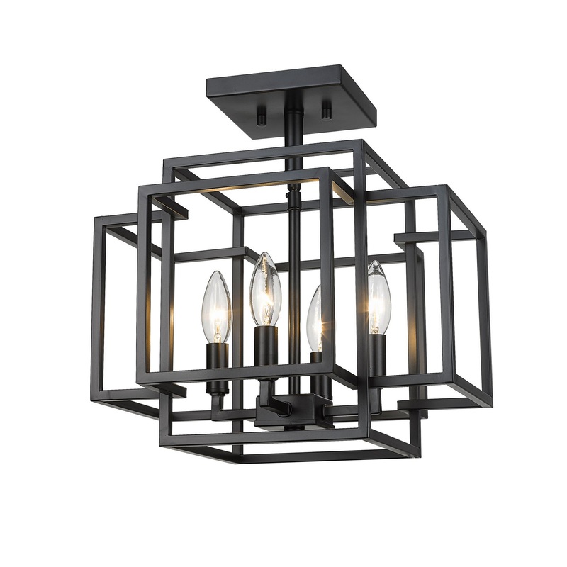 Titania Four Light Semi Flush Mount in Matte Black