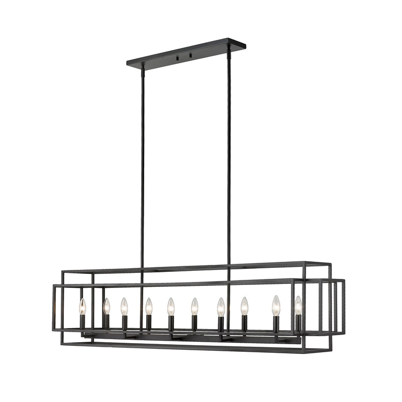 Titania Ten Light Island Pendant in Matte Black