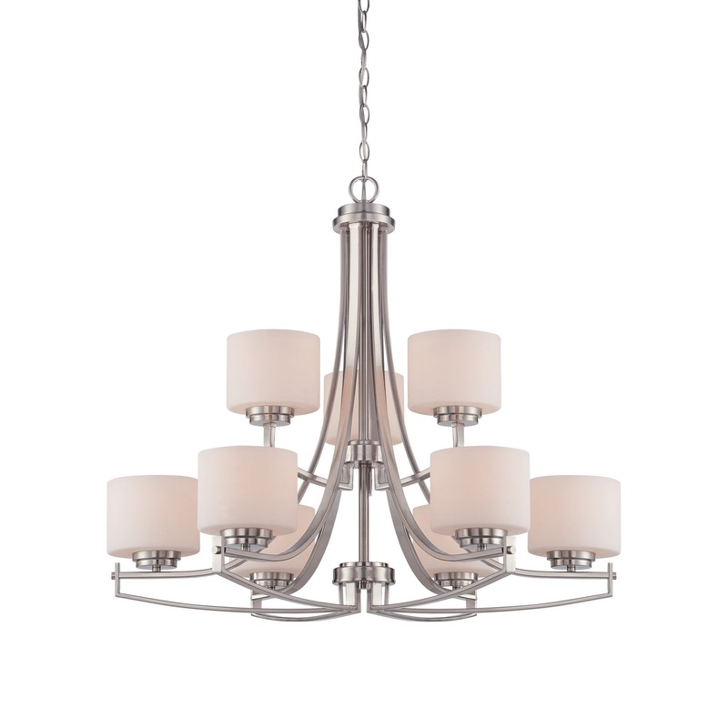 Axel Nine Light Chandelier in Satin Platinum