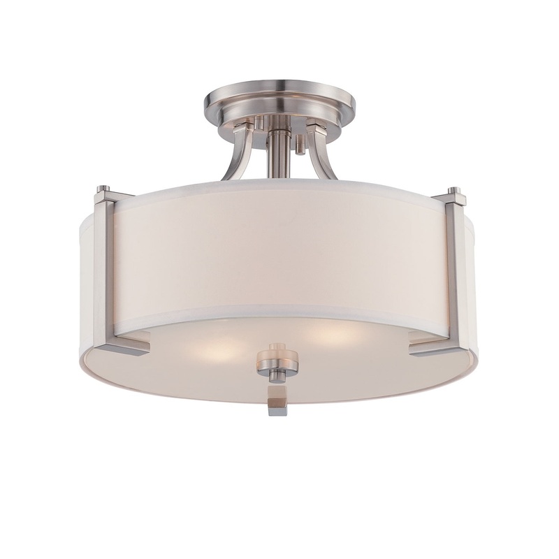 Axel Two Light Semi-Flush Mount in Satin Platinum