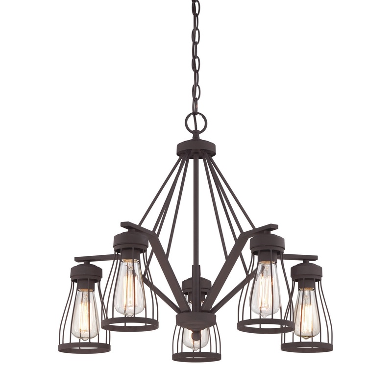 Brooklyn Five Light Chandelier in Bronze