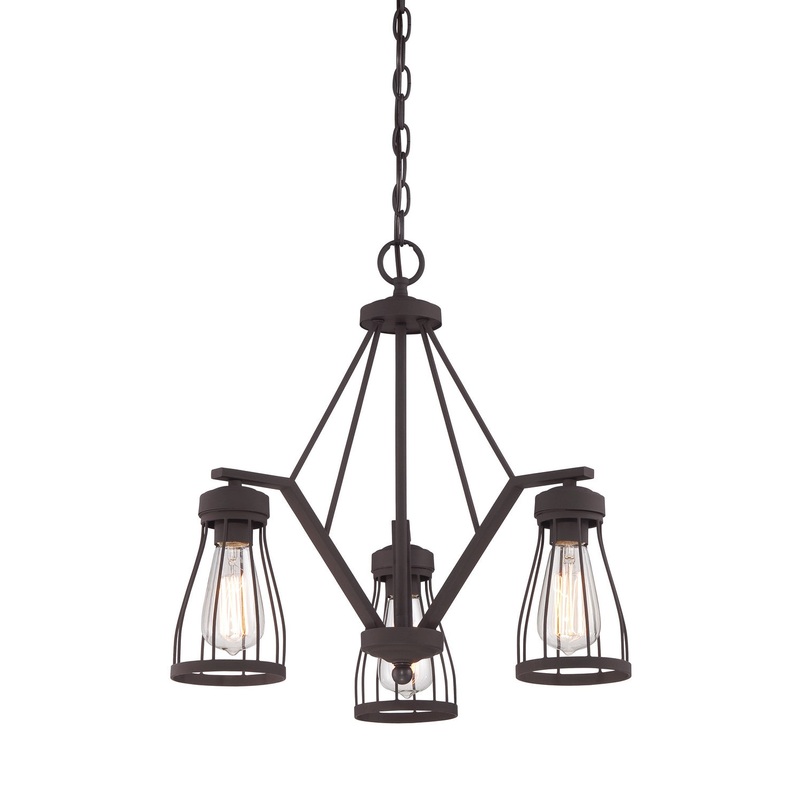 Brooklyn Three Light Chandelier in Bronze