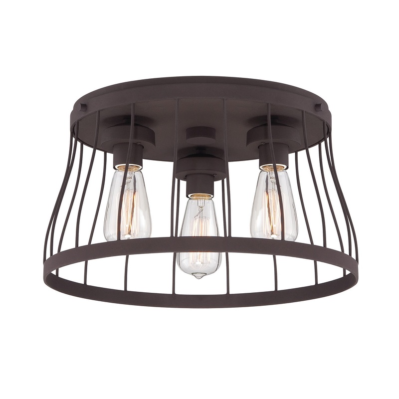 Brooklyn Three Light Flushmount in Bronze