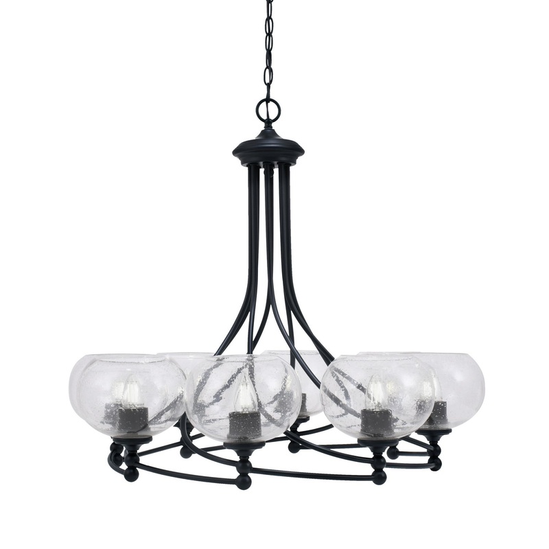 Capri Eight Light Chandelier in Matte Black