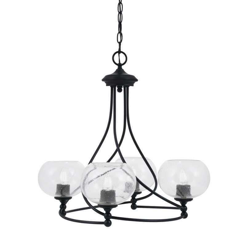 Capri Four Light Chandelier in Matte Black