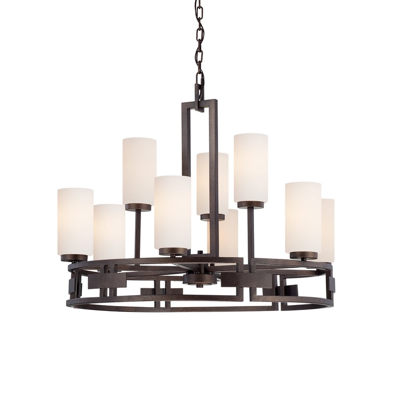 Del Ray Nine Light Chandelier in Flemish Bronze