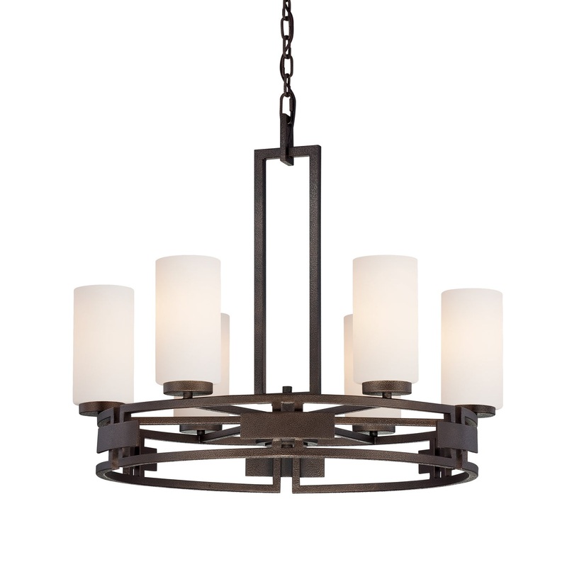 Del Ray Six Light Chandelier in Flemish Bronze