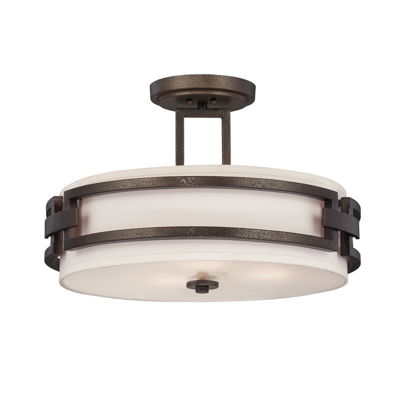 Del Ray Three Light Semi-Flush Mount in Flemish Bronze