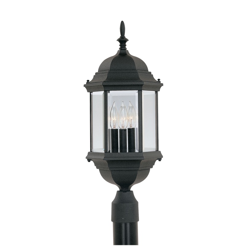 Devonshire Three Light Post Lantern in Black