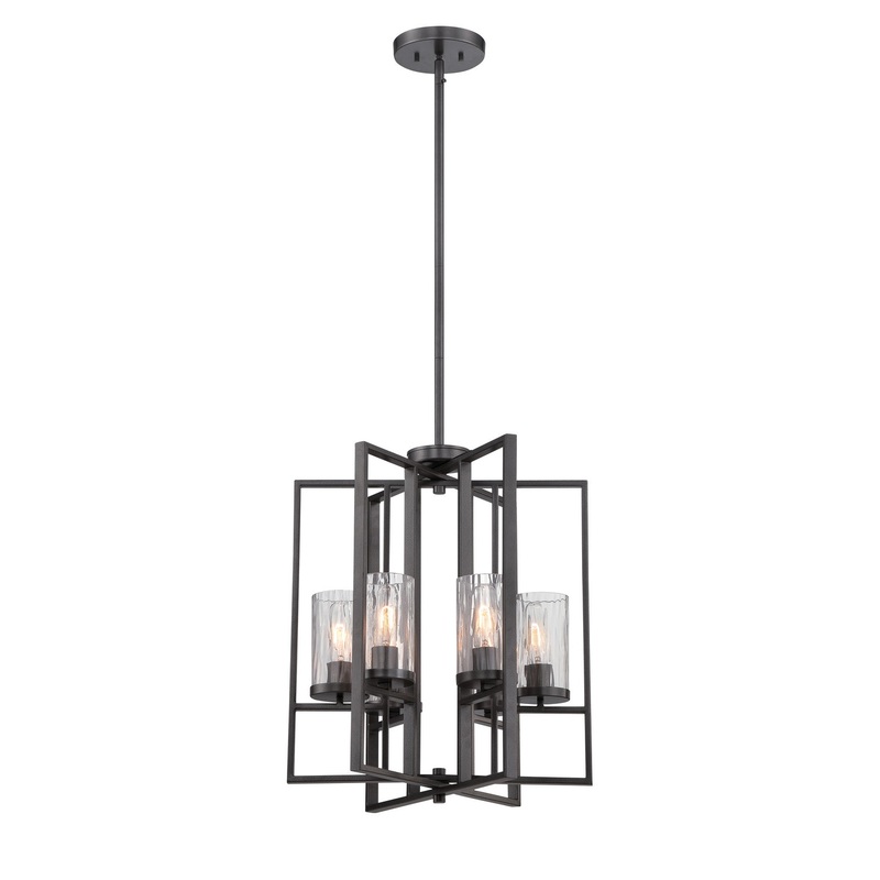 Elements Four Light Foyer Pendant in Charcoal