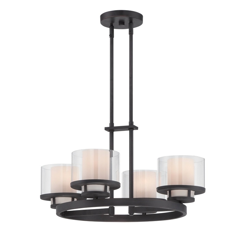 Fusion Four Light Chandelier in Biscayne Bronze