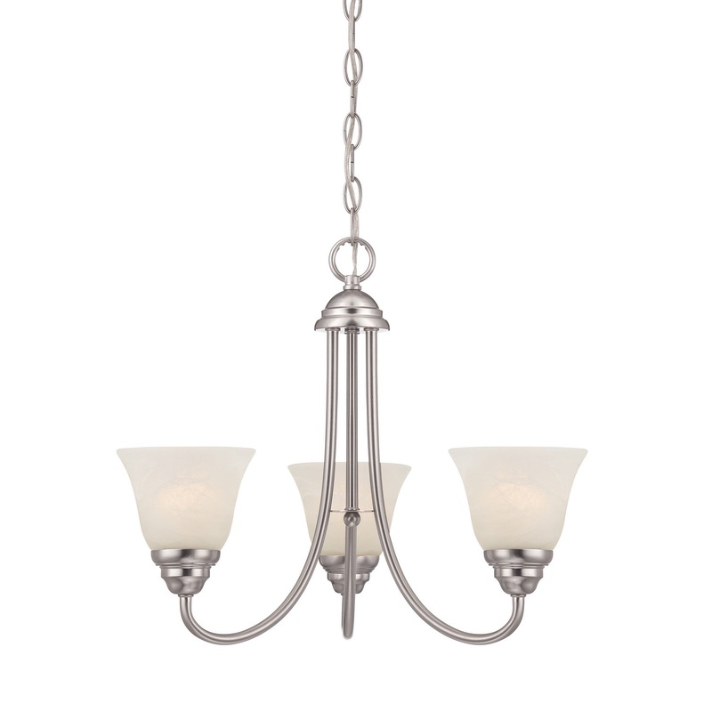 Kendall Three Light Chandelier in Satin Platinum