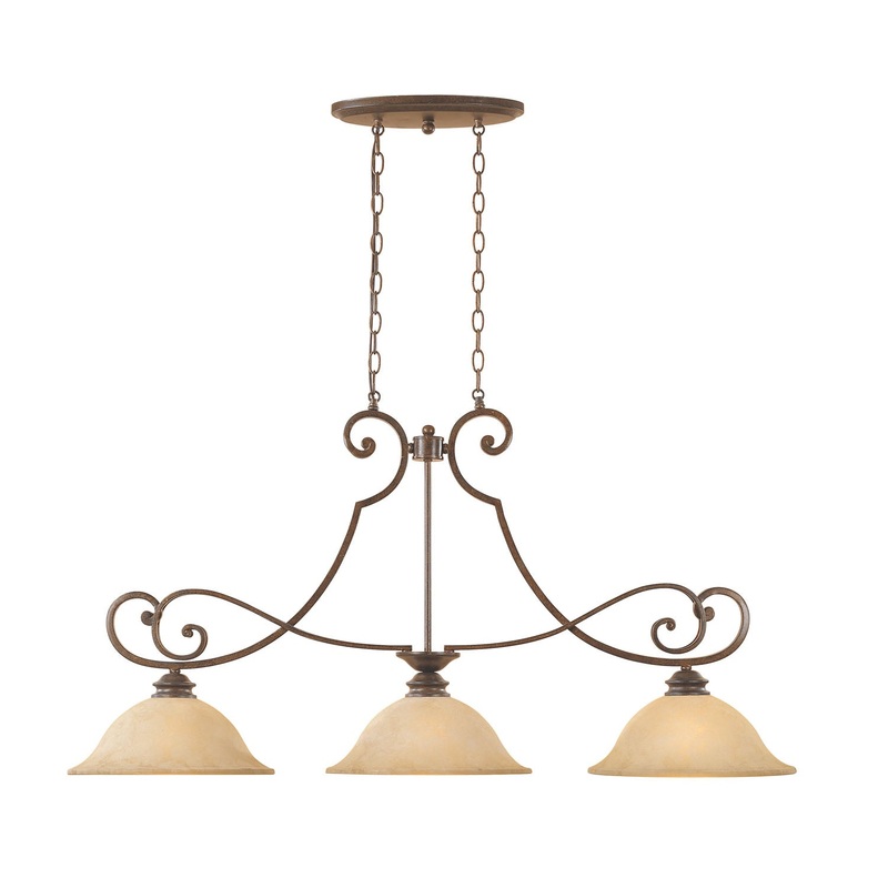 Mendocino Three Light Island Pendant in Forged Sienna