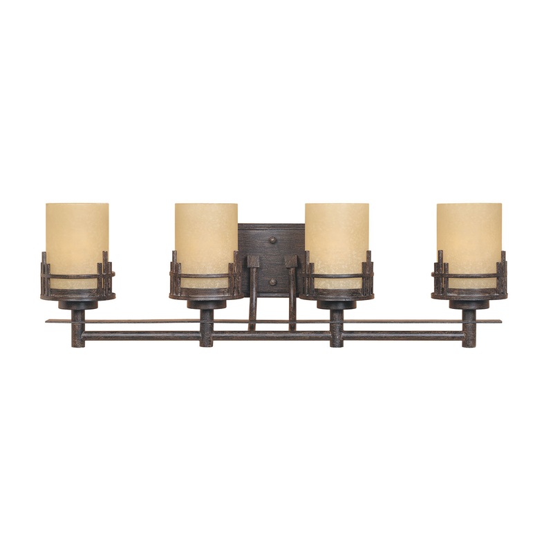 Mission Ridge Four Light Bath Bar in Warm Mahogany