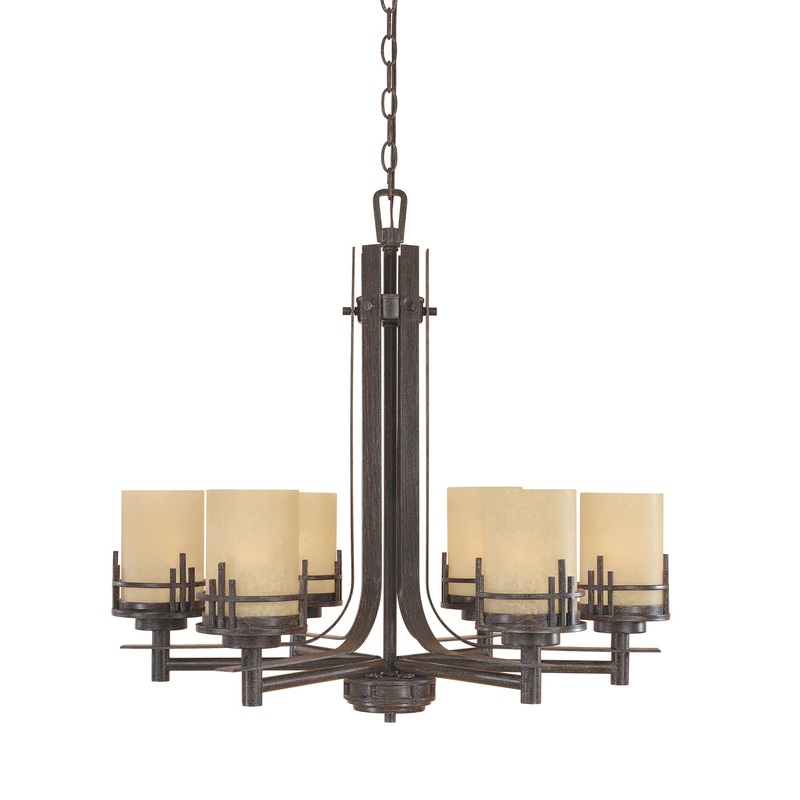 Mission Ridge Six Light Chandelier in Warm Mahogany