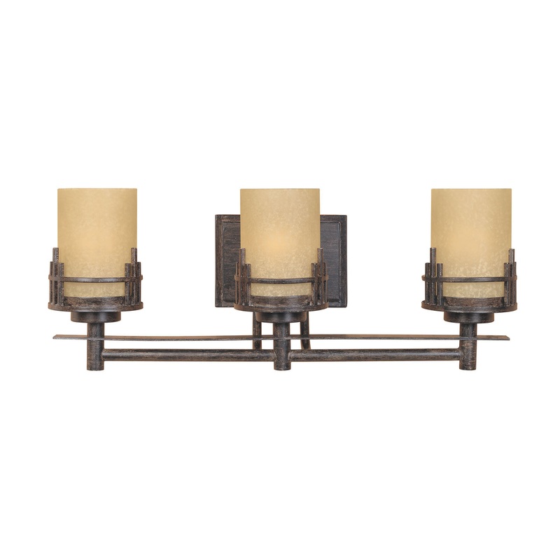 Mission Ridge Three Light Bath Bar in Warm Mahogany