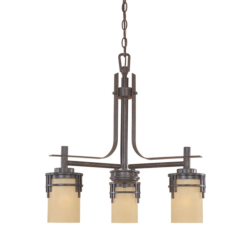 Mission Ridge Three Light Chandelier in Warm Mahogany