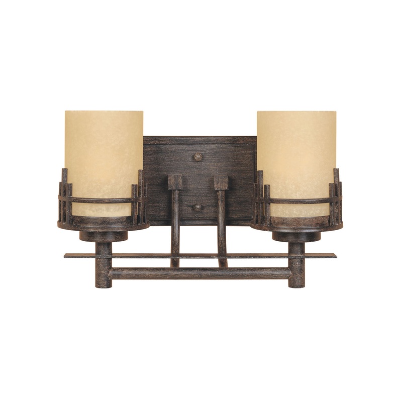Mission Ridge Two Light Bath Bar in Warm Mahogany
