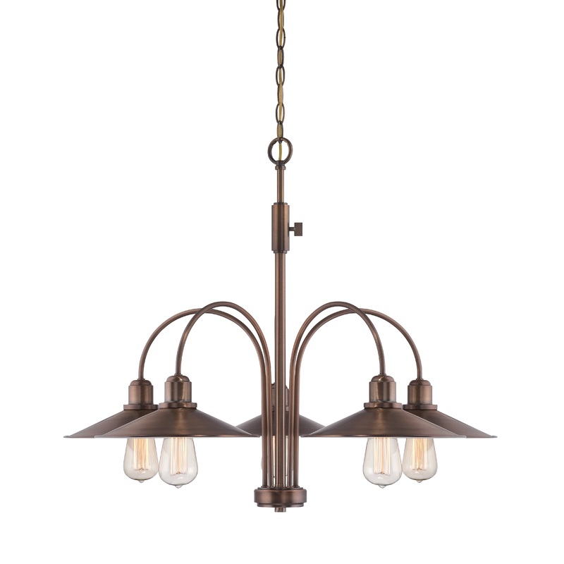 Newbury Station Five Light Chandelier in Old Satin Brass