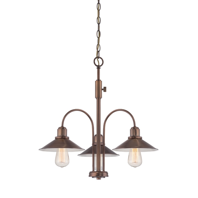 Newbury Station Three Light Chandelier in Old Satin Brass