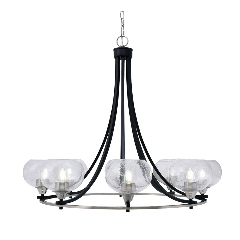 Paramount Eight Light Chandelier in Matte Black & Brushed Nickel